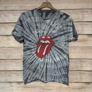 The Rolling Stones‎ Men's M Gray Tie-Dye Logo with Red Tongue